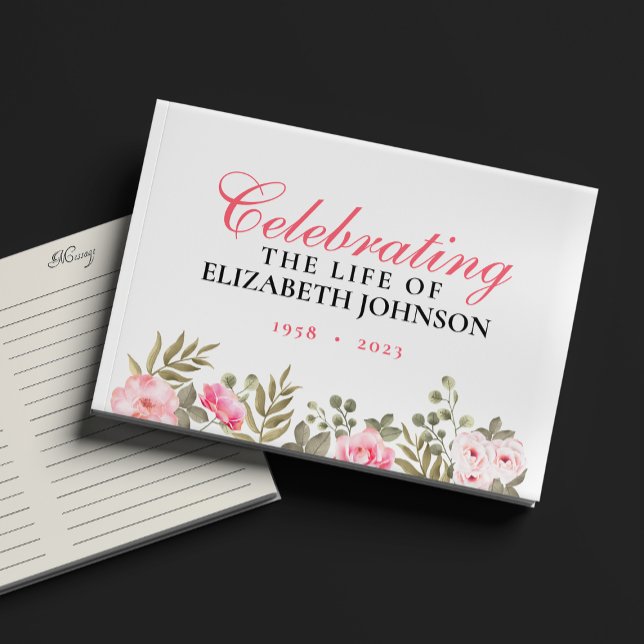 Elegant Floral Memorial Celebration of Life Guest Book (Creator Uploaded)