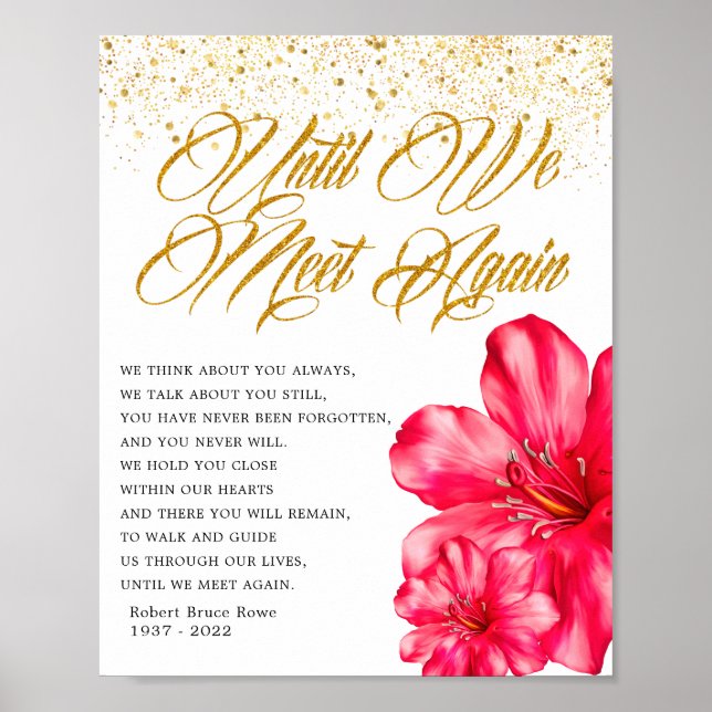Elegant Floral Memorial Funeral Poem Sign (Front)
