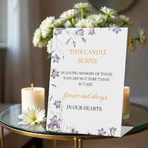Elegant Floral memorial sign "This candle burns"