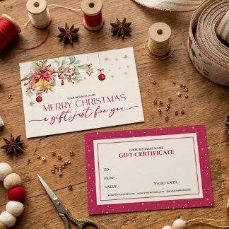 Elegant Floral Merry Christmas Gift Certificate 