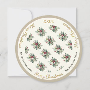 Elegant Floral Merry Christmas Personalised Holiday Card
