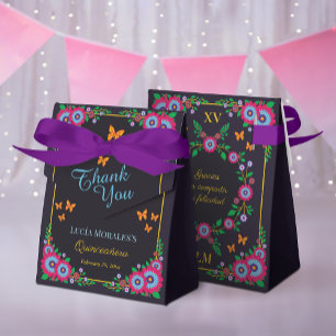 Elegant Floral Mexican Folk Art Fiesta Quinceanera Favour Box