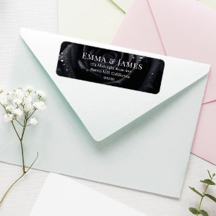 Elegant Floral Midnight Rose Black & White Wedding