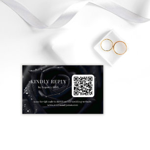 Elegant Floral Midnight Rose QR Code Wedding RSVP Enclosure Card