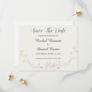 Elegant Floral Minimal Wedding Save the Date Card