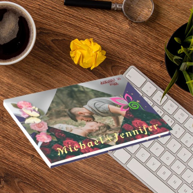 Elegant Floral Minimalist Custom Photo Wedding Guest Book (Creator Uploaded)