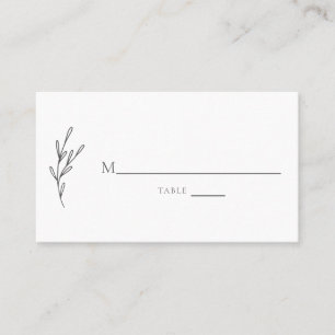 Elegant Floral Minimalist Monochrome Grey Chic Place Card
