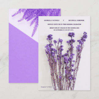 Elegant Floral Minimalist Purple Lavender Wedding Invitation