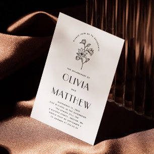Elegant floral minimalist wedding engagement party invitation
