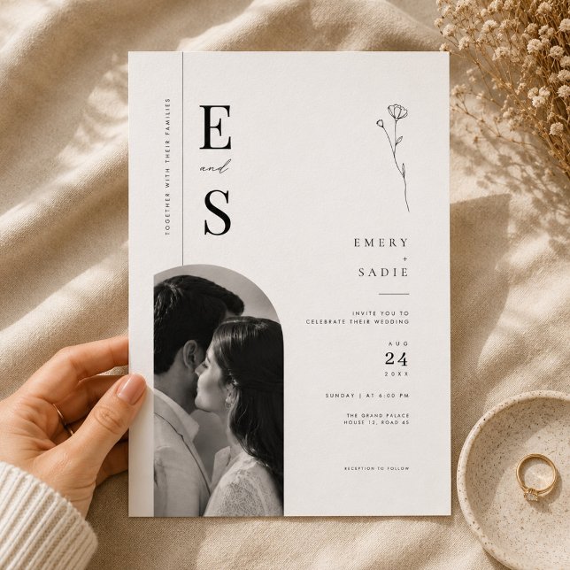 Elegant Floral Minimalist Wedding Invitation. Invitation (Creator Uploaded)