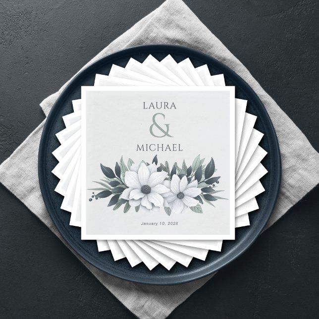 Elegant Floral Mint Teal Napkin (Creator Uploaded)