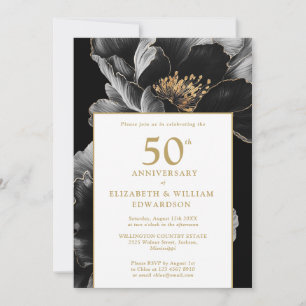 Elegant Floral Modern Chic 50th Anniversary Invitation