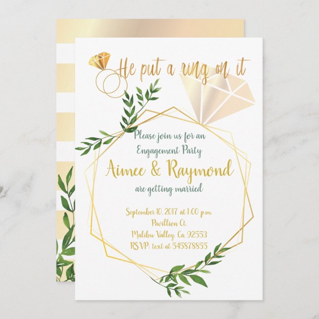 Elegant Floral Modern Chic Engagement Party Invitation (Front/Back)