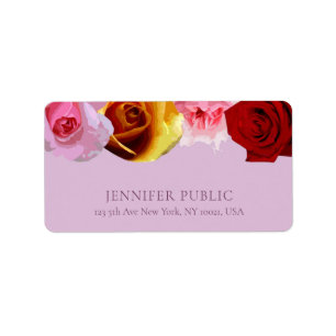 Elegant Floral Modern Design Roses Artwork Address Label
