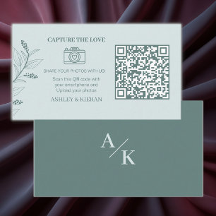 Elegant Floral Modern Wedding Photos QR code , Enclosure Card
