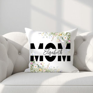 Elegant Floral MOM Personalised Throw Pillow