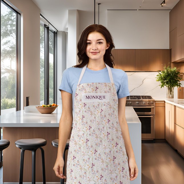 Elegant Floral Monogram Apron (Creator Uploaded)