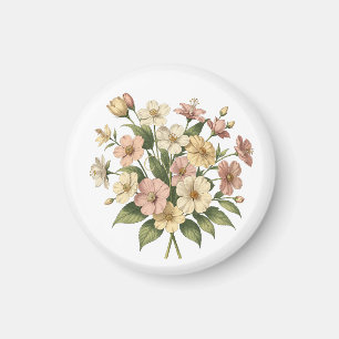 Elegant Floral Monogram Bouquet Design Magnet