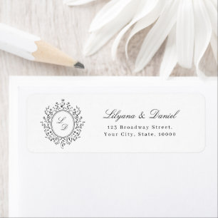 Elegant Floral Monogram Classic Return Address