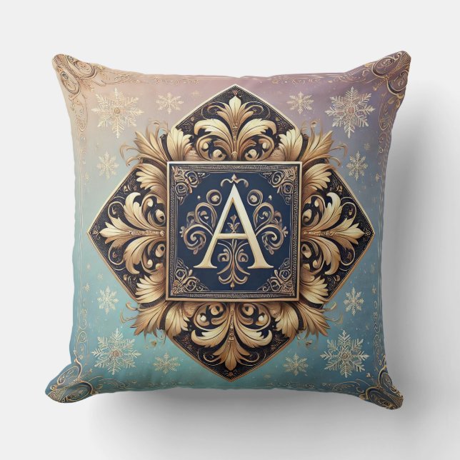 Elegant Floral Monogram Design Cushion (Front)