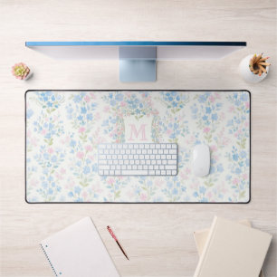 Elegant Floral Monogram Desk Mat