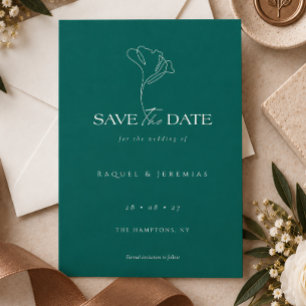 Elegant Floral Monogram Emerald Wedding Save The Date