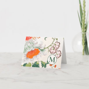 Elegant Floral Monogram Folded Note Card