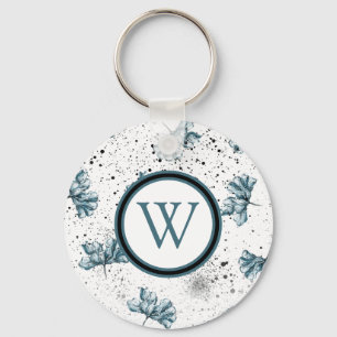 Elegant Floral Monogram Key Ring