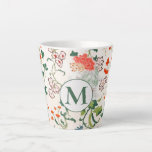 Elegant Floral Monogram Latte Mug<br><div class="desc">Elegant custom initial letter monogram coffee mug; stylish floral background in pink tones with elegant greenery. Monogram initial emblem in stylish typography. A perfect custom gift or accessory.</div>