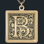 Elegant Floral Monogram Letter B Gold Plated Necklace<br><div class="desc">Cool letter B sample for a monogram elegant swirly for size.
Please request any colour you like and any letter.</div>