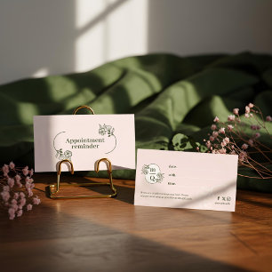Elegant Floral Monogram Minimalist Luxury Boutique Appointment Card