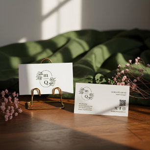 Elegant Floral Monogram Minimalist Luxury Boutique Business Card