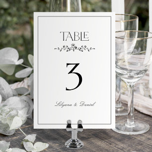 Elegant Floral Monogram Minimalist Wedding Table Number