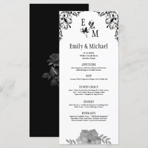 Elegant Floral Monogram Ornate Wedding Menu