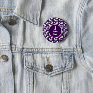 Elegant Floral Monogram Personalised Gift Design 6 Cm Round Badge