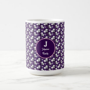 Elegant Floral Monogram Personalised Gift Design Coffee Mug