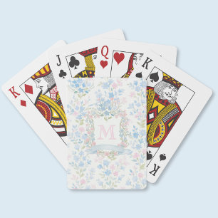 Elegant Floral Monogram Playing Cards
