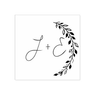 Elegant Floral Monogram Rubber Stamp