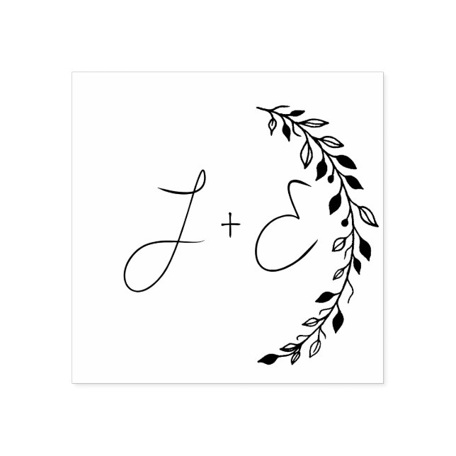 Elegant Floral Monogram Rubber Stamp (Imprint)
