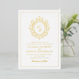 Elegant Floral Monogram Simple Vintage Wedding