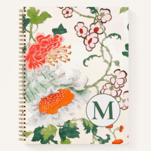 Elegant Floral Monogram Spiral Notebook