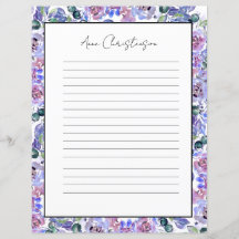 Elegant Floral Monogram Stationery Paper