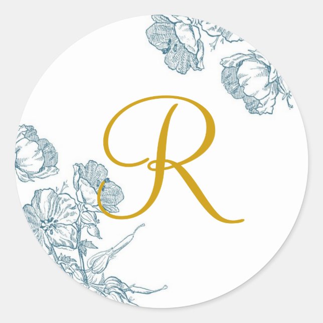 Elegant Floral Monogram Sticker (Front)