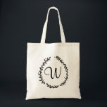 Elegant Floral Monogram Tote Bag<br><div class="desc">Elegant monogram design that be customised with your initial. Check the Spotted Olive store for more great personalised gifts!</div>