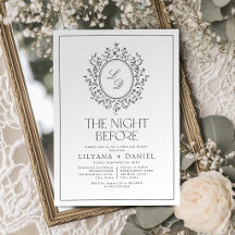 Elegant Floral Monogram Vintage Rehearsal Dinner