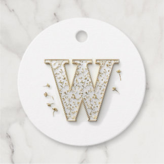 Elegant Floral Monogram "W" Design Favour Tags