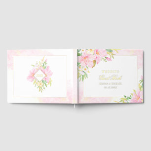 Elegant Floral Monogram Watercolor Wedding Guest Book