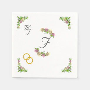 Elegant Floral Monogrammed Wedding Napkin