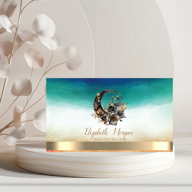 Elegant Floral Moon Watercolor Business Card (Creator Uploaded)