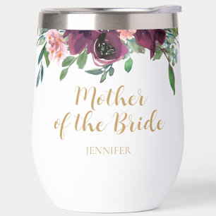 Elegant Floral Mother of the Bride Wine Tumbler